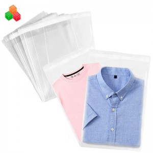 anpassad stark transparent självhäftande tätande plastplaggförpackningspåse mot plastpåsar för kläder \/ t-shirt \/ mellanmål